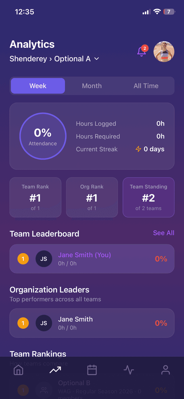 Athletiq mobile app screen